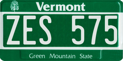 VT license plate ZES575