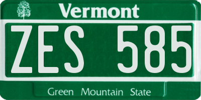 VT license plate ZES585