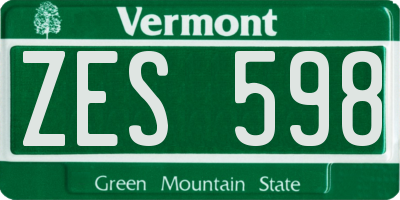 VT license plate ZES598