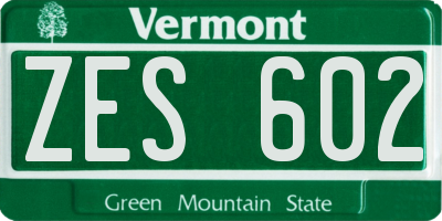 VT license plate ZES602