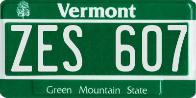 VT license plate ZES607