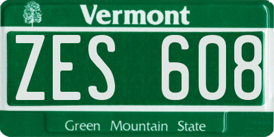 VT license plate ZES608