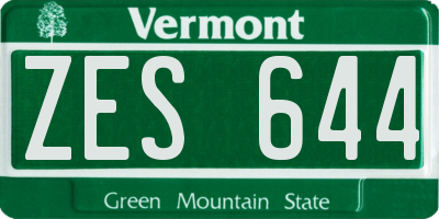 VT license plate ZES644