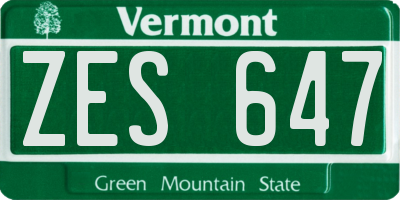 VT license plate ZES647