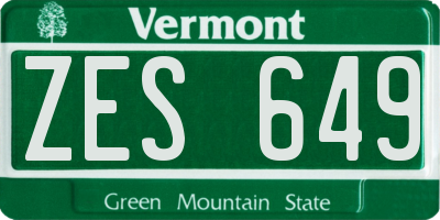 VT license plate ZES649
