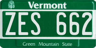 VT license plate ZES662