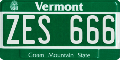 VT license plate ZES666