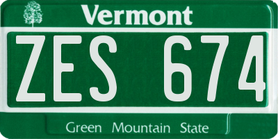 VT license plate ZES674