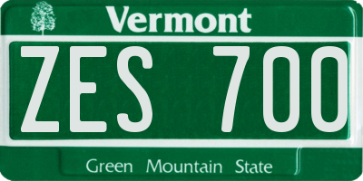 VT license plate ZES700