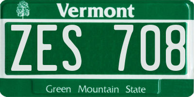 VT license plate ZES708