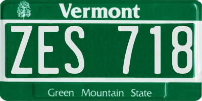 VT license plate ZES718