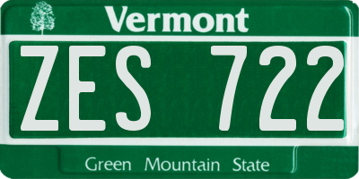 VT license plate ZES722