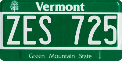 VT license plate ZES725