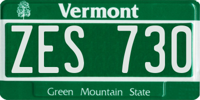 VT license plate ZES730