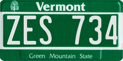 VT license plate ZES734