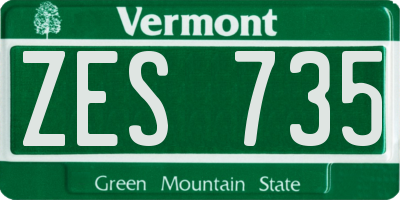 VT license plate ZES735