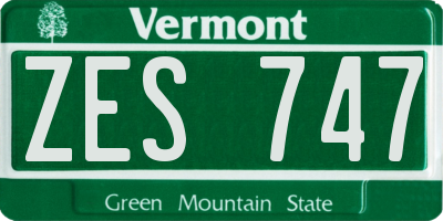 VT license plate ZES747