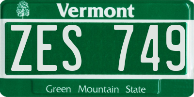 VT license plate ZES749