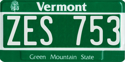 VT license plate ZES753
