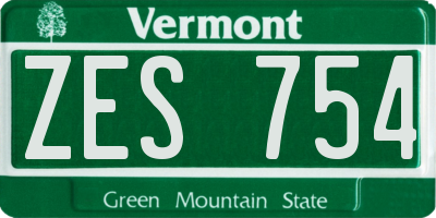VT license plate ZES754