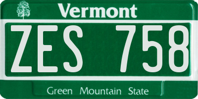 VT license plate ZES758
