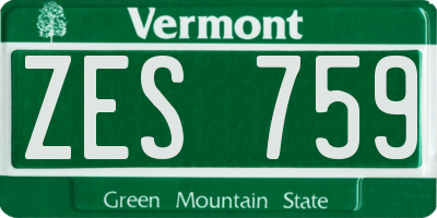 VT license plate ZES759