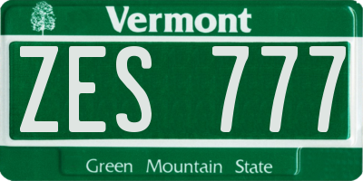 VT license plate ZES777
