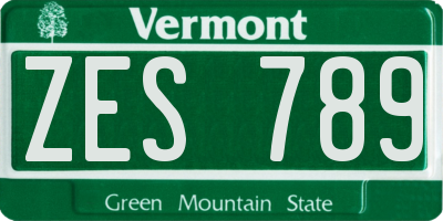 VT license plate ZES789