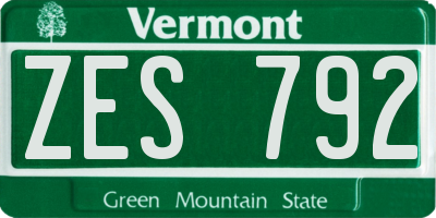 VT license plate ZES792