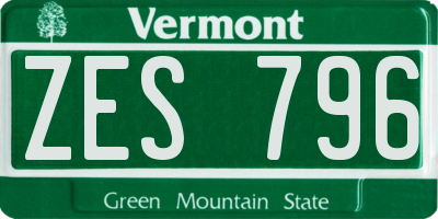 VT license plate ZES796