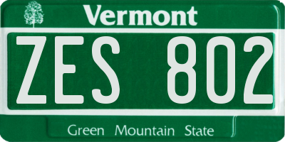 VT license plate ZES802
