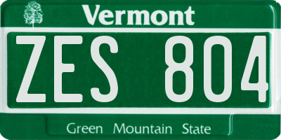 VT license plate ZES804