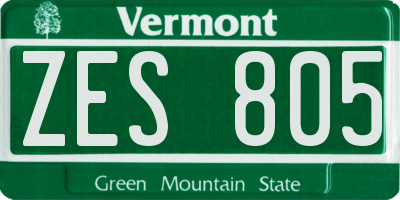 VT license plate ZES805