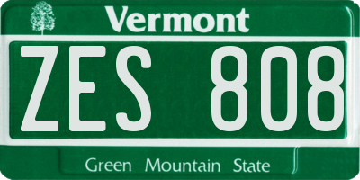 VT license plate ZES808