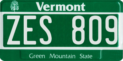 VT license plate ZES809