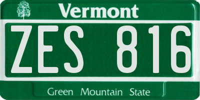 VT license plate ZES816