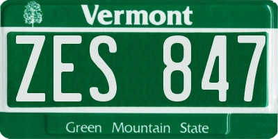 VT license plate ZES847