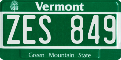 VT license plate ZES849