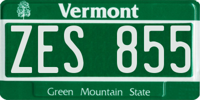 VT license plate ZES855