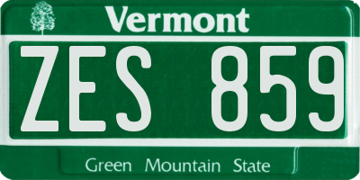 VT license plate ZES859