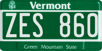 VT license plate ZES860