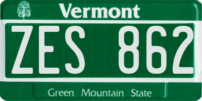 VT license plate ZES862
