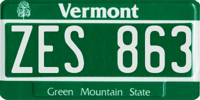 VT license plate ZES863