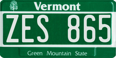 VT license plate ZES865