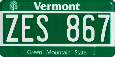 VT license plate ZES867