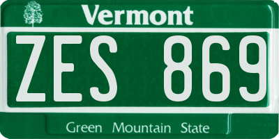 VT license plate ZES869
