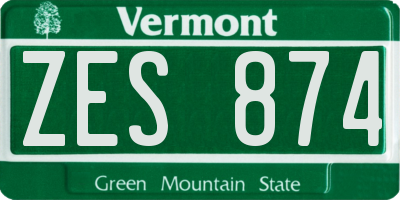 VT license plate ZES874