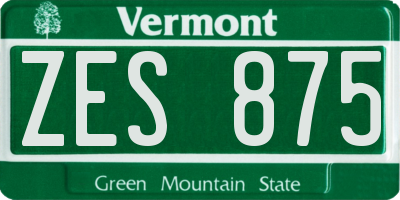 VT license plate ZES875