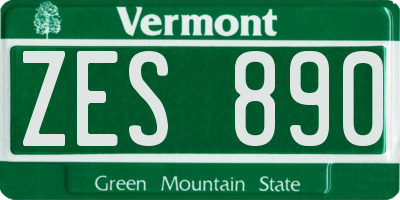 VT license plate ZES890