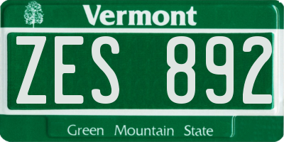 VT license plate ZES892